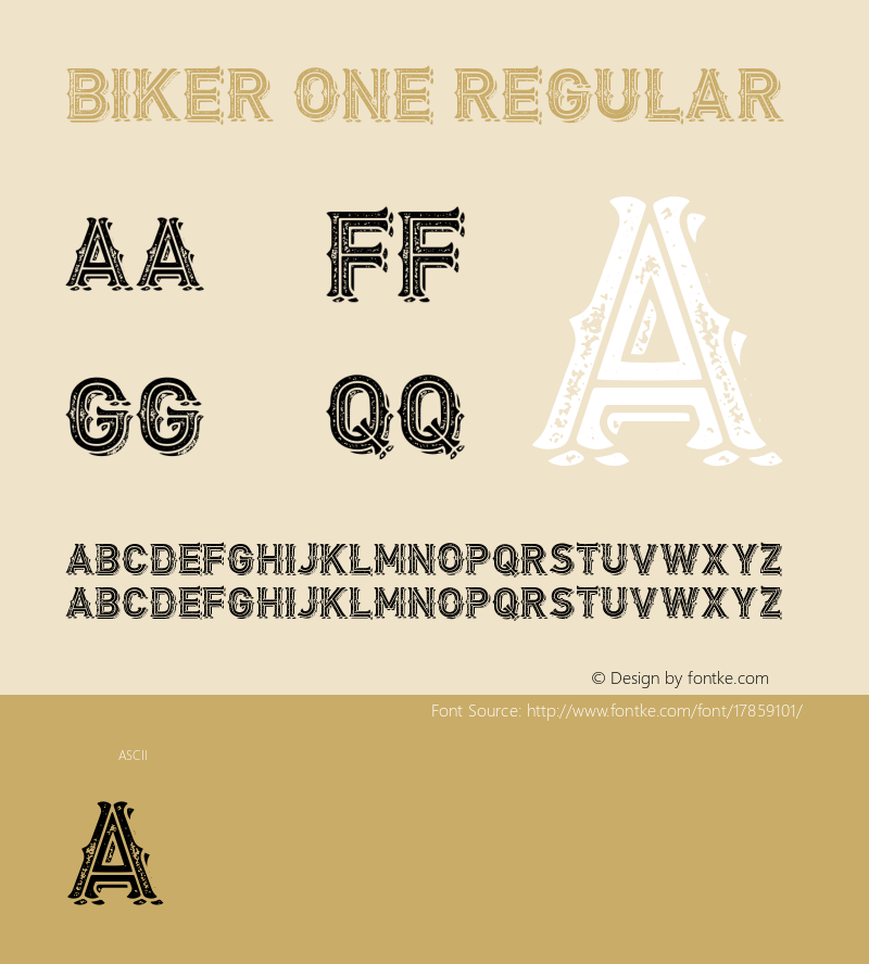 Biker One Regular Version 1.00 February 10, 2015, initial release图片样张