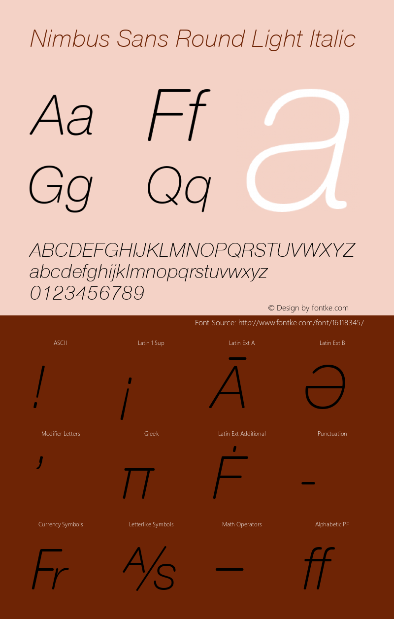 Nimbus Sans Round Light Italic Version 1.00图片样张