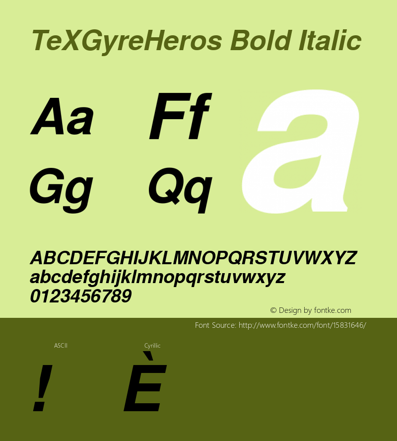TeXGyreHeros Bold Italic Version 1.103;PS 1.103;hotconv 1.0.49;makeotf.lib2.0.14853; ttfautohint (v1.4.1)图片样张