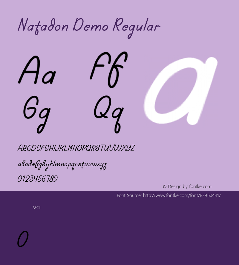 Natadon Demo Version 1.00;September 18, 2020;FontCreator 12.0.0.2555 64-bit图片样张