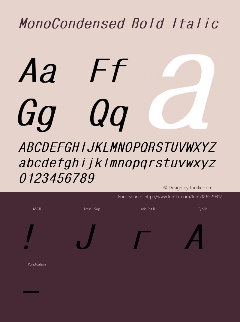 MonoCondensed Bold Italic Converted from t:\MONOCOND.BF1 by ALLTYPE图片样张