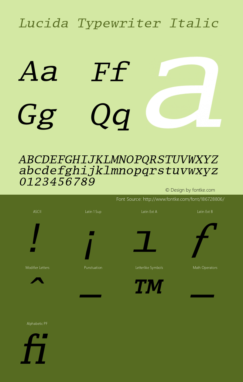 LucidaTypewriter-Obl 001.000图片样张