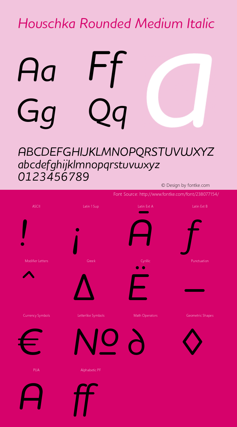 Houschka Rounded Medium Italic Version 1.001图片样张