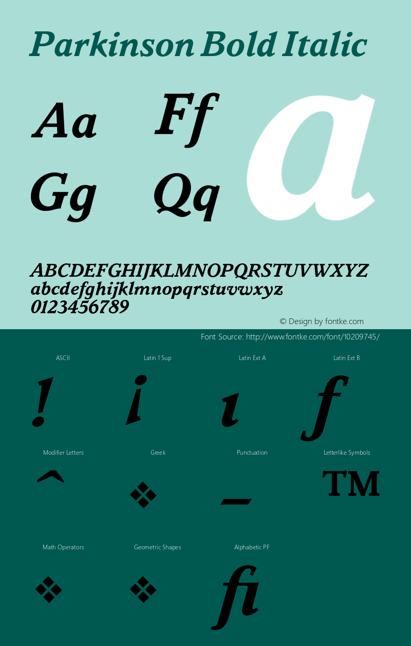 Parkinson Bold Italic 001.000图片样张