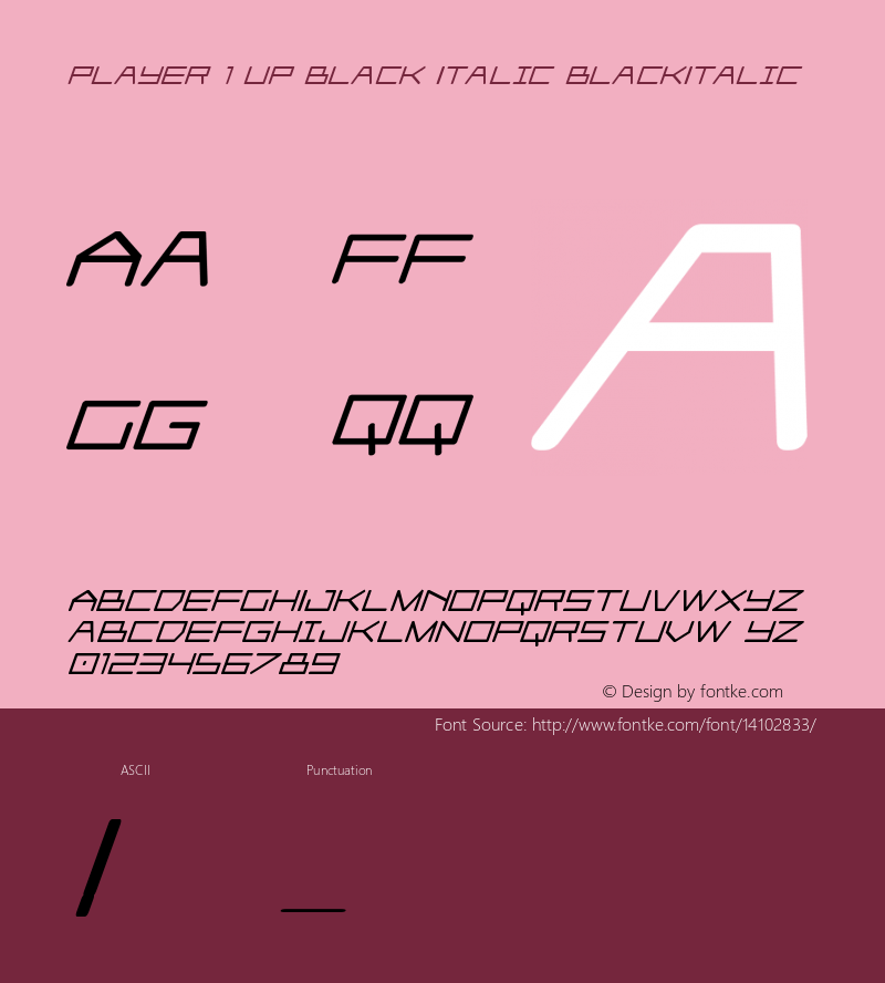 Player 1 Up Black Italic BlackItalic Version 001.000图片样张