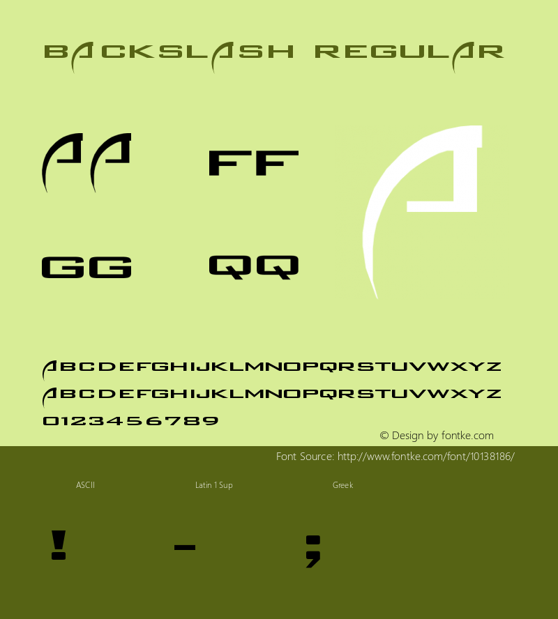 Backslash Regular Version 2.0 January 28, 2005.图片样张