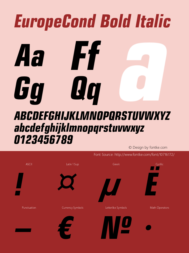 EuropeCond Bold Italic OTF 1.0;PS 001.001;Core 116;AOCW 1.0 161图片样张