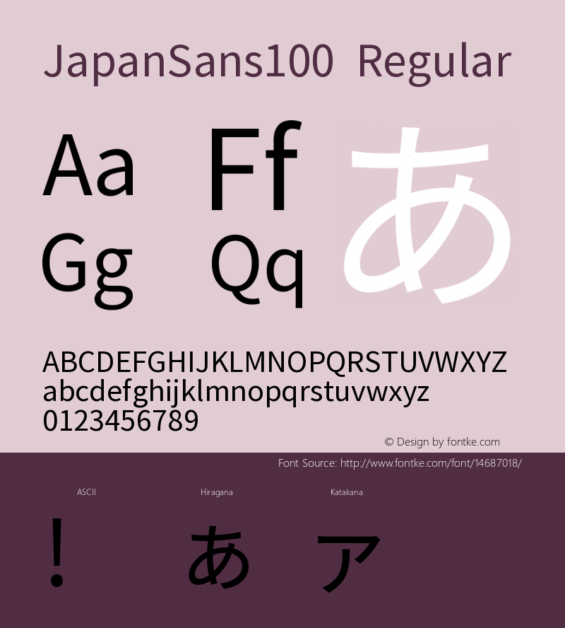 JapanSans100 Regular Version 1.00图片样张