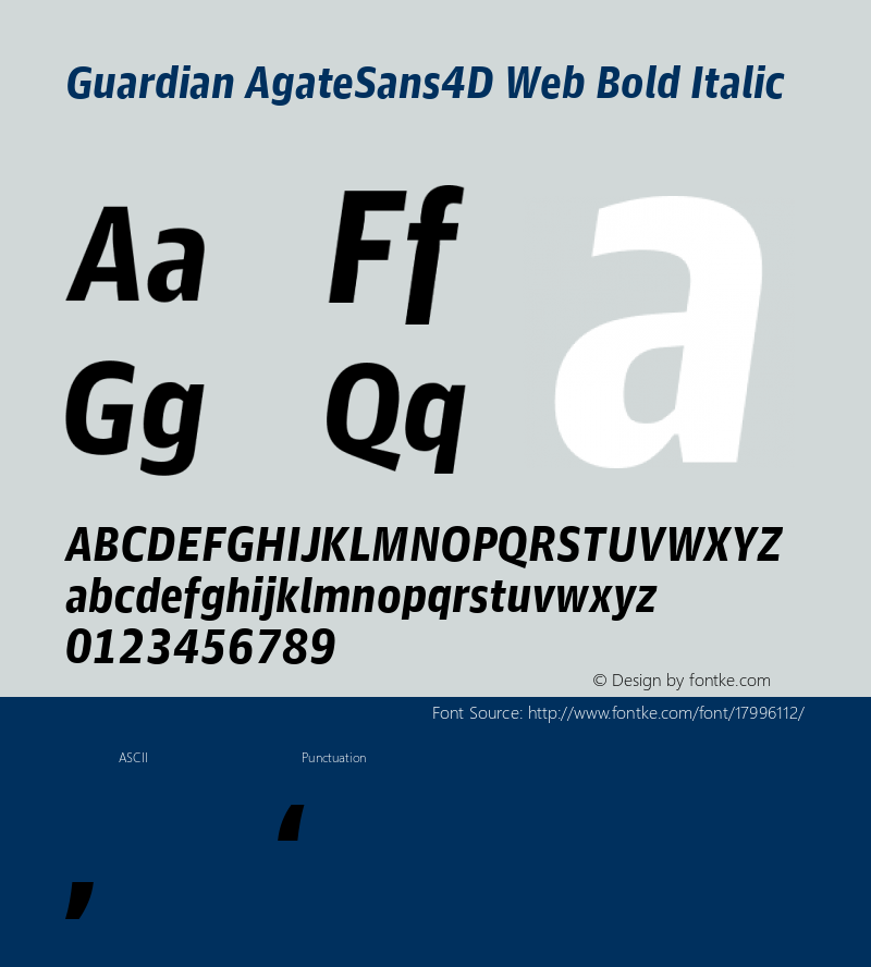 Guardian AgateSans4D Web Bold Italic Version 001.002 2011图片样张