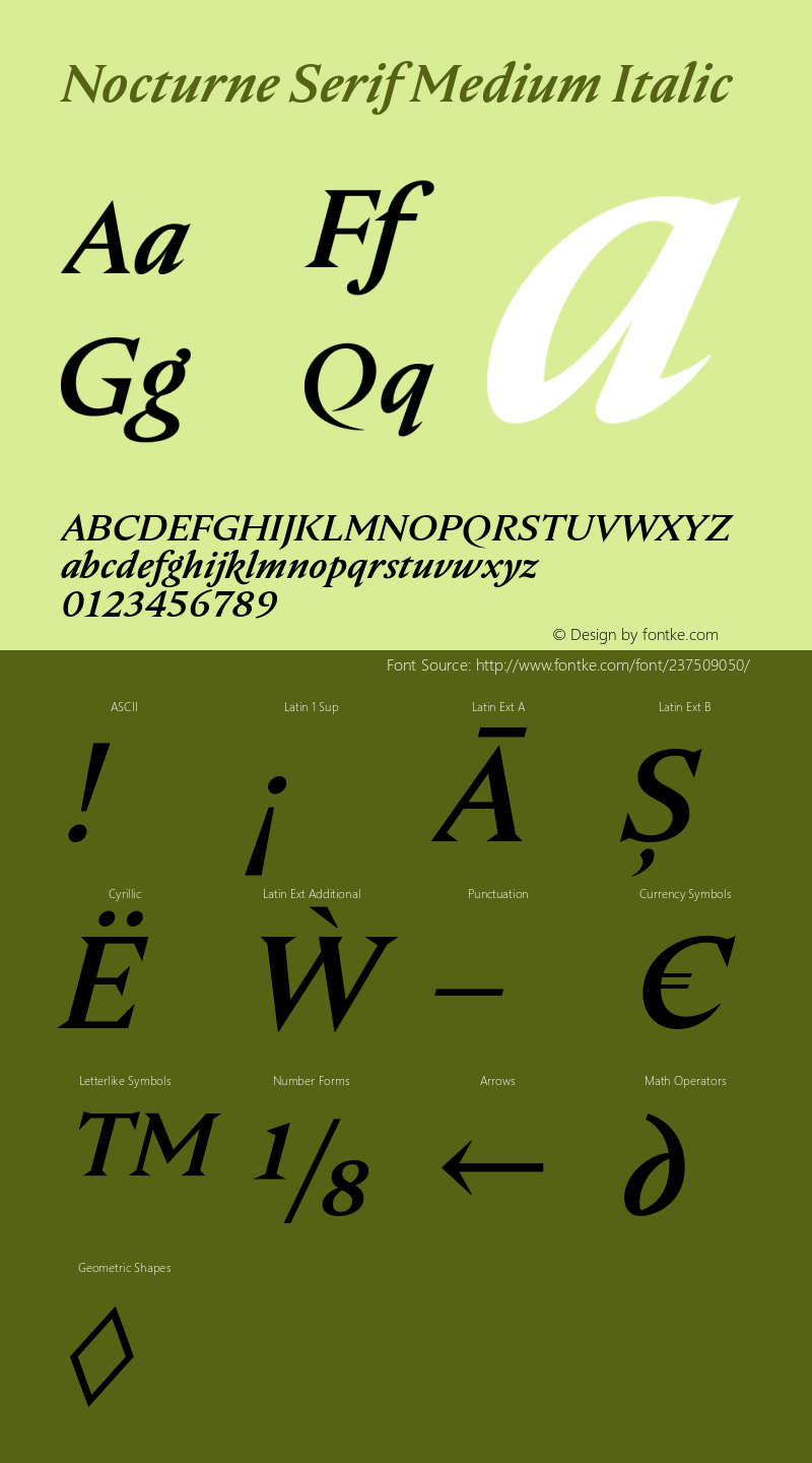 Nocturne Serif Medium Italic Version 2.000;hotconv 1.0.109;makeotfexe 2.5.65596图片样张