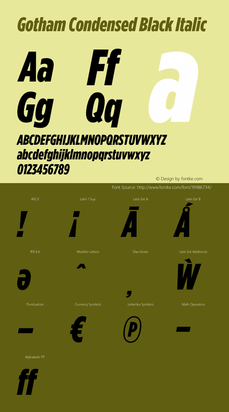 GothamCondensed-BlackItalic Version 2.201 Basic图片样张