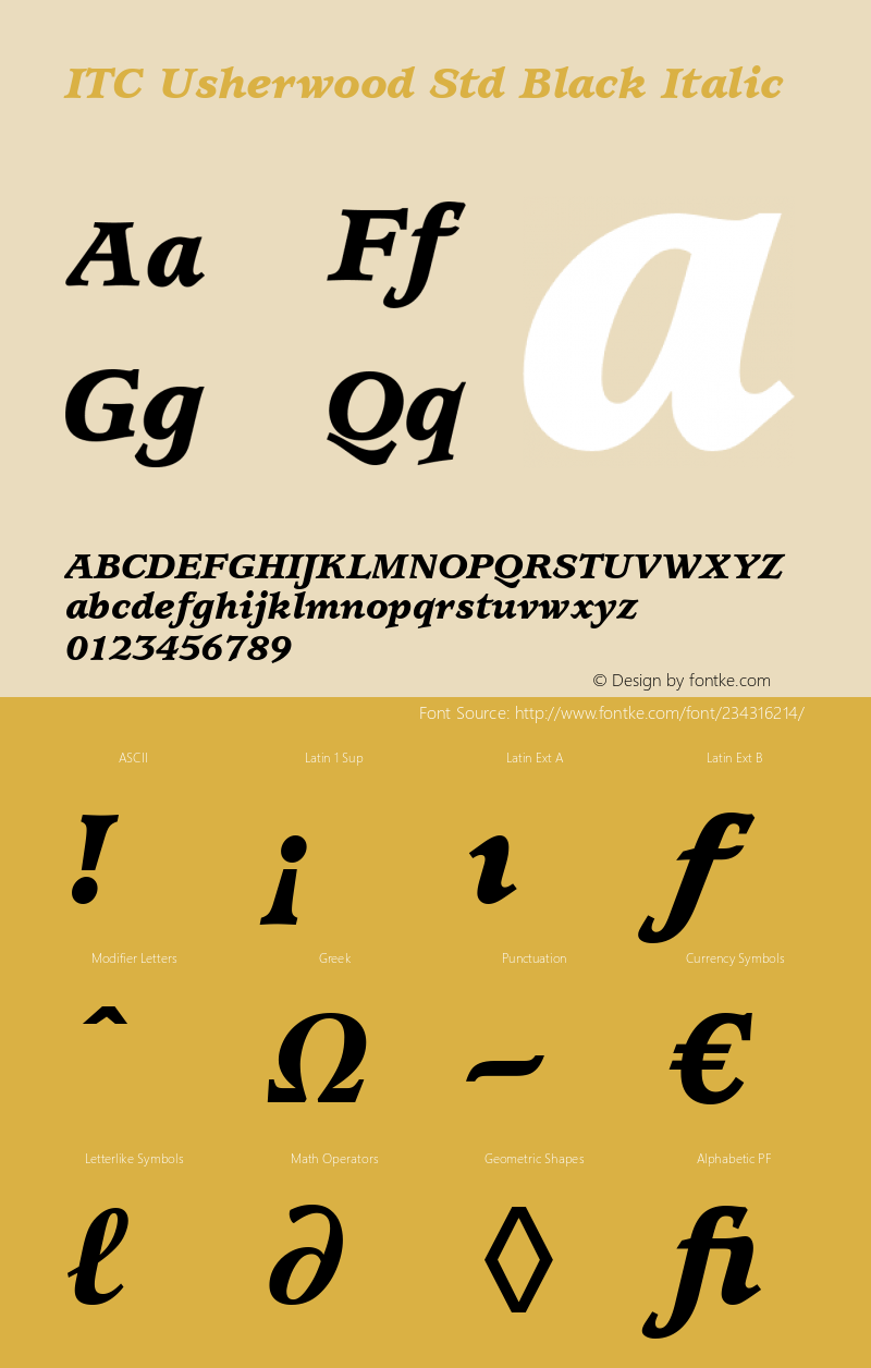 ITC Usherwood Std Black Italic Version 3.00 Build 1000图片样张