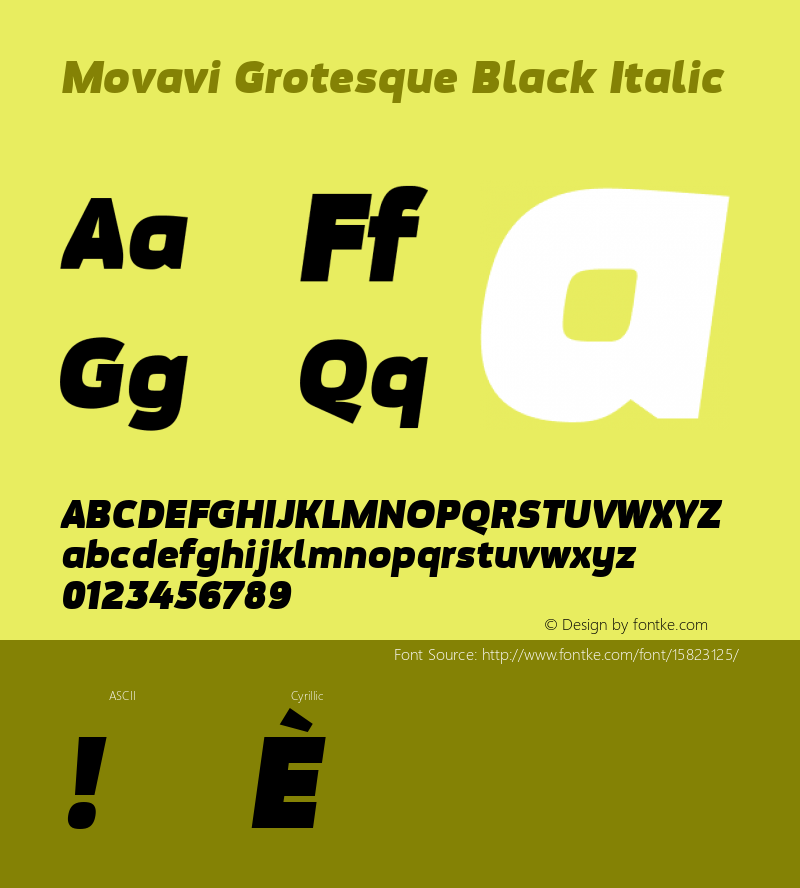 Movavi Grotesque Black Italic 1.0; CC:by-nc-nd;; ttfautohint (v1.4.1)图片样张