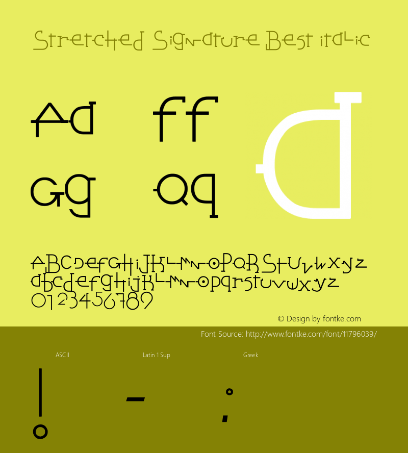 Stretched Signature Best Italic Version 2.90 December 5, 2009图片样张
