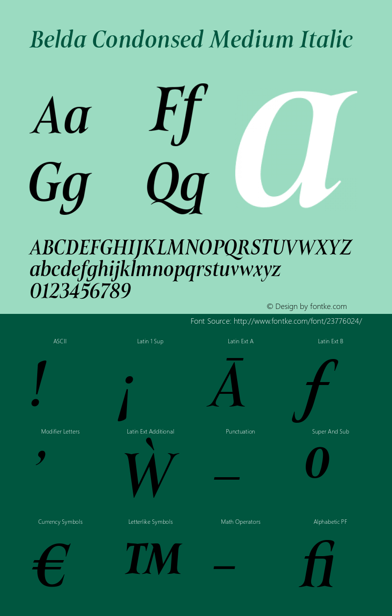 Belda Condonsed Medium Italic Version 1.000图片样张