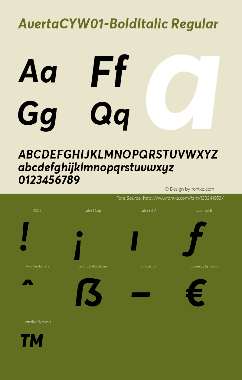 Averta CY W01 Bold Italic Version 1.008图片样张