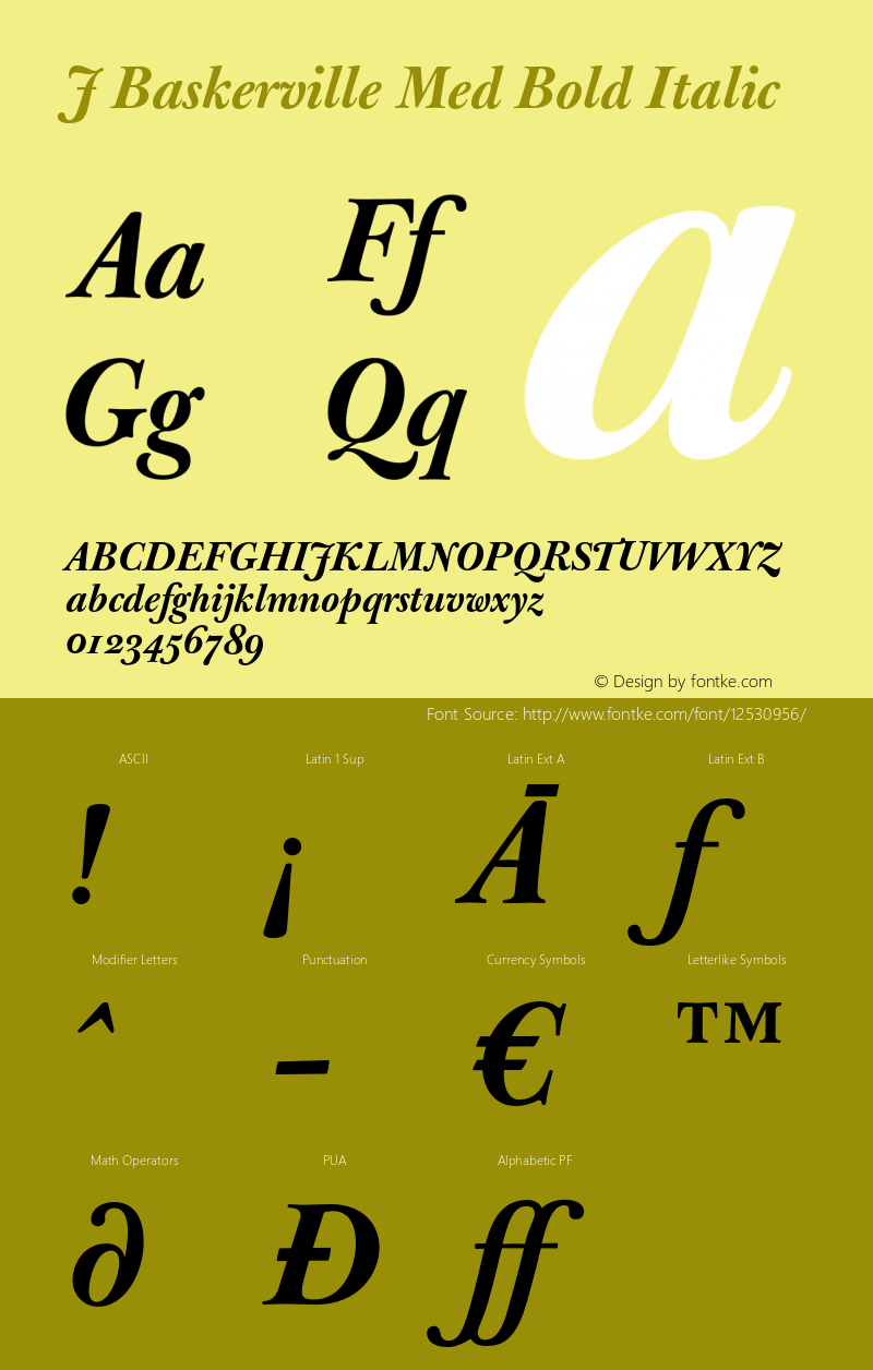 J Baskerville Med Bold Italic 001.000图片样张