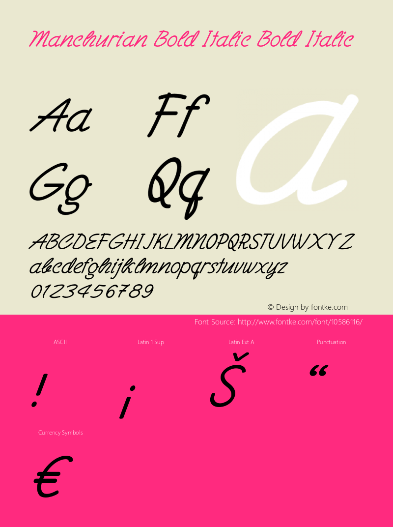 Manchurian Bold Italic Bold Italic Version 1.000图片样张