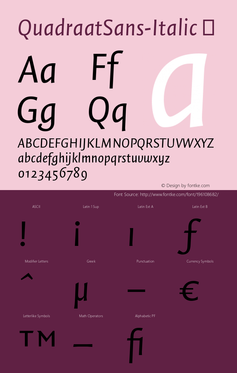 ☞QuadraatSans-Italic Version 4.452 1997; ttfautohint (v1.5);com.myfonts.easy.fontfont.ff-quadraat-sans.italic.wfkit2.version.38AZ图片样张