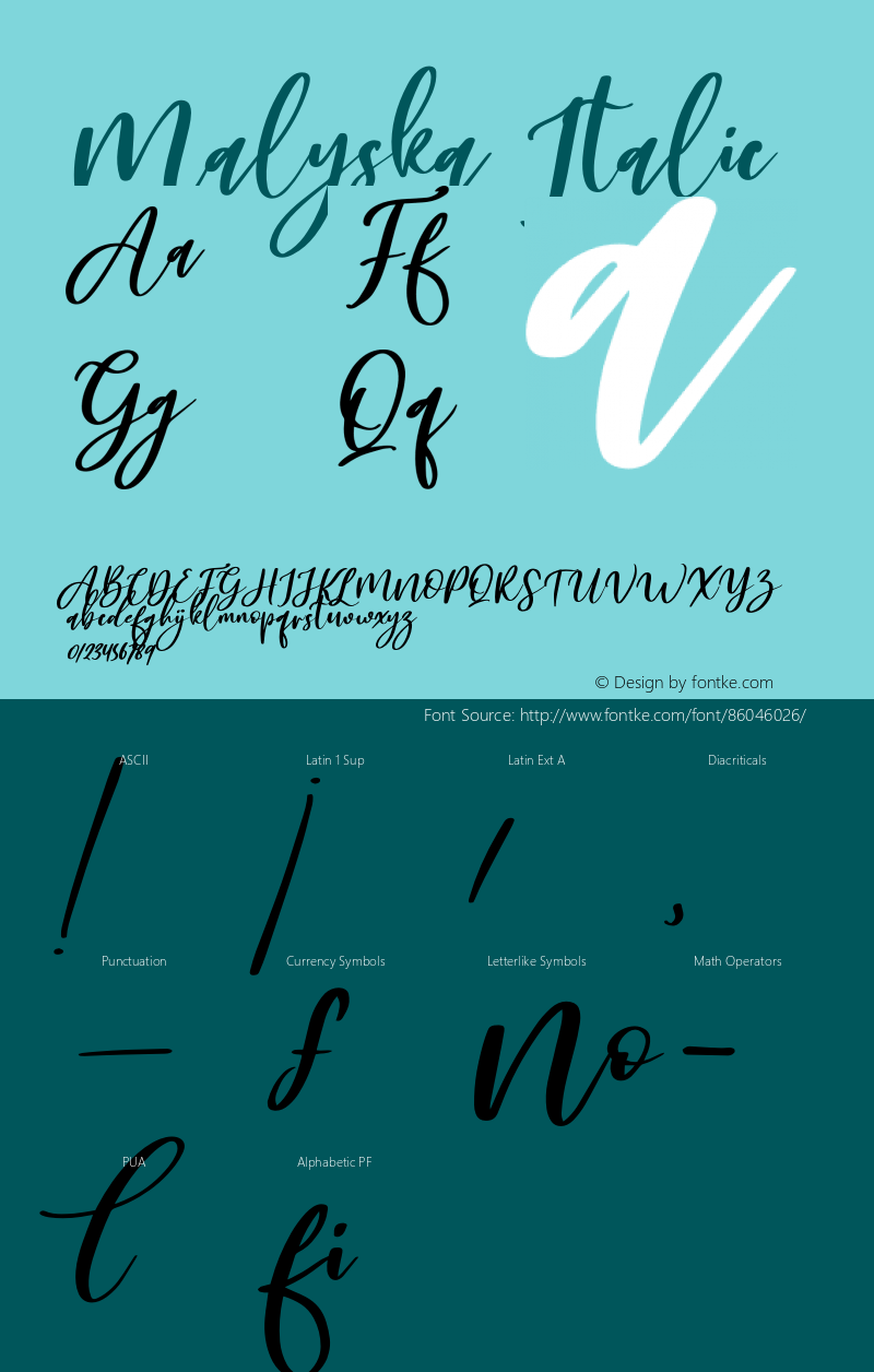 Malyska Italic Version 1.00;December 8, 2020;FontCreator 13.0.0.2683 64-bit图片样张