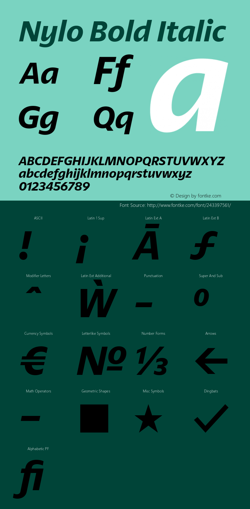 Nylo Bold Italic Version 1.000 | web-ttf图片样张