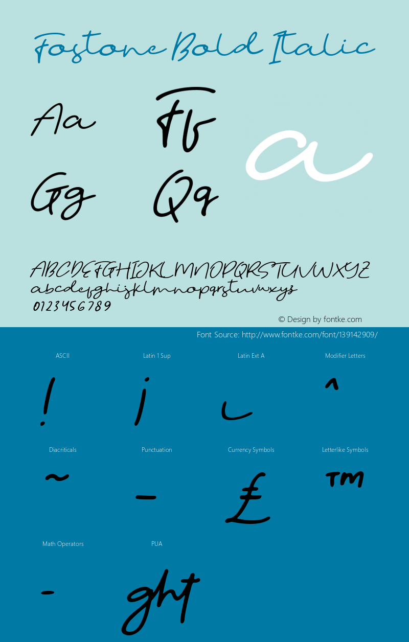 Fostone Bold Italic Version 1.00;April 2, 2021;FontCreator 13.0.0.2683 32-bit图片样张