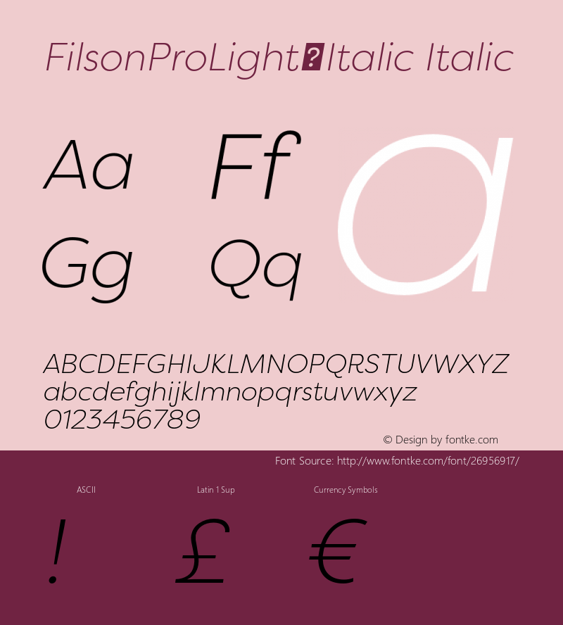 FilsonProLightItalic-Italic Version 1.0图片样张