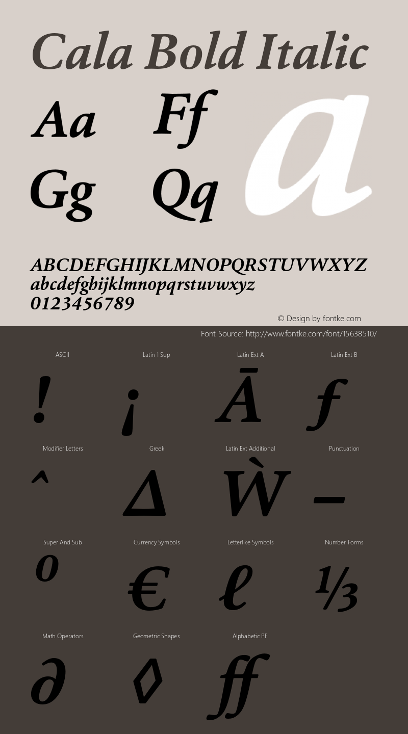 Cala Bold Italic Version 0.00图片样张