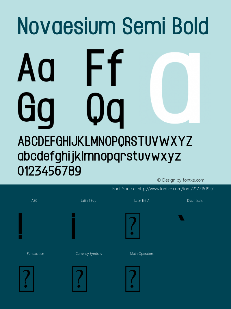 Novaesium Semi Bold Version 1.00;December 29, 2021;FontCreator 13.0.0.2683 32-bit图片样张