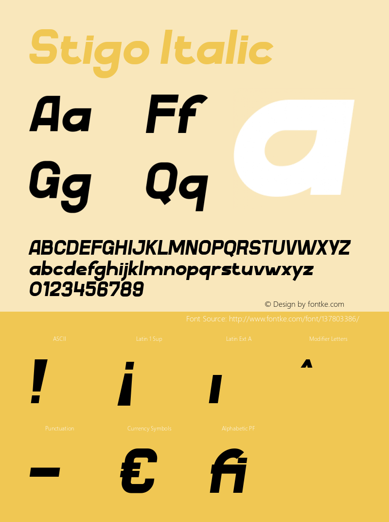 Stigo Italic Version 1.002;Fontself Maker 3.5.4图片样张