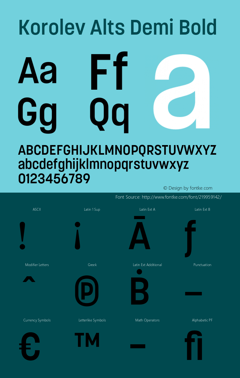 Korolev Alternates Demi Bold Version 8.000;FEAKit 1.0图片样张