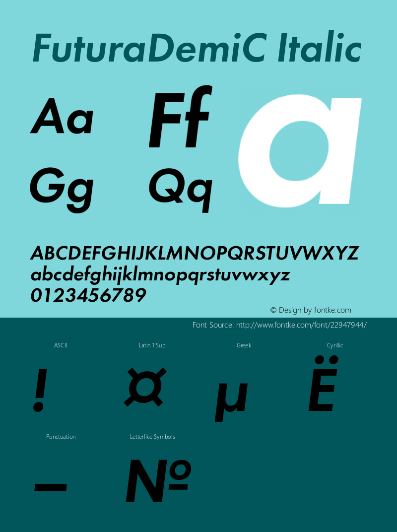 Futura Demi Italic Cyrillic Version 001.000图片样张