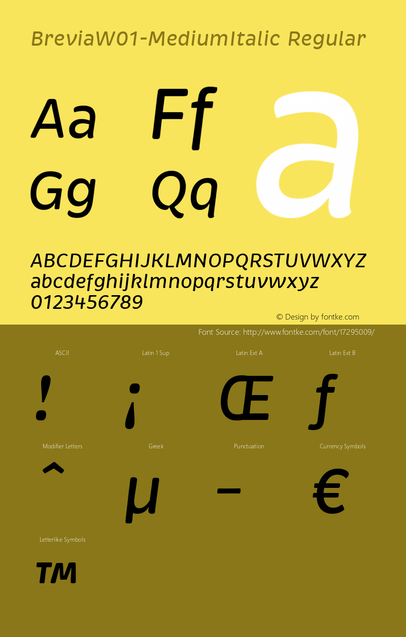 BreviaW01-MediumItalic Regular Version 1.00图片样张