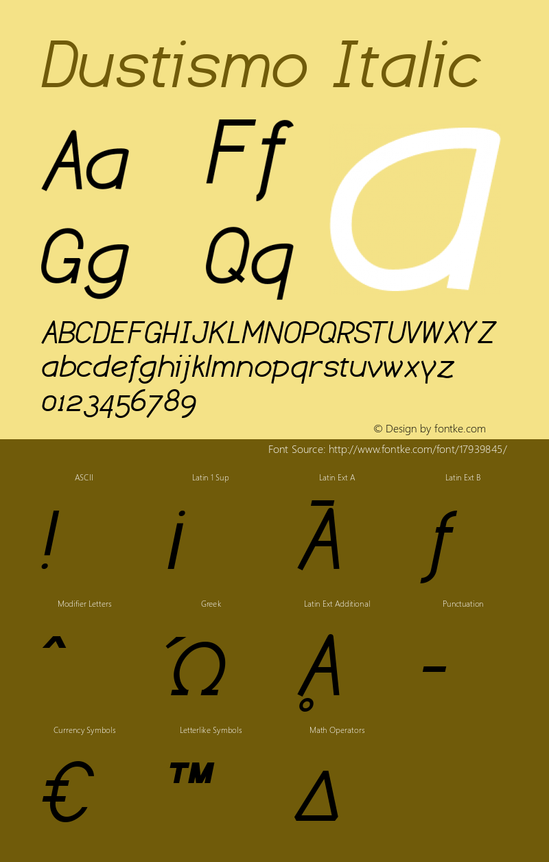 Dustismo Italic Version 1.06 2003图片样张