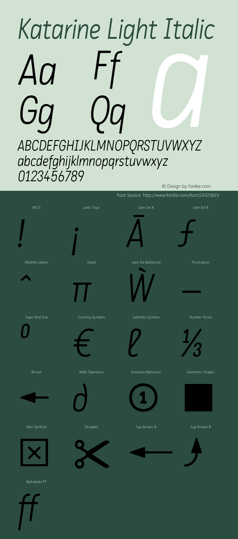 Katarine Light Italic Version 2.000图片样张