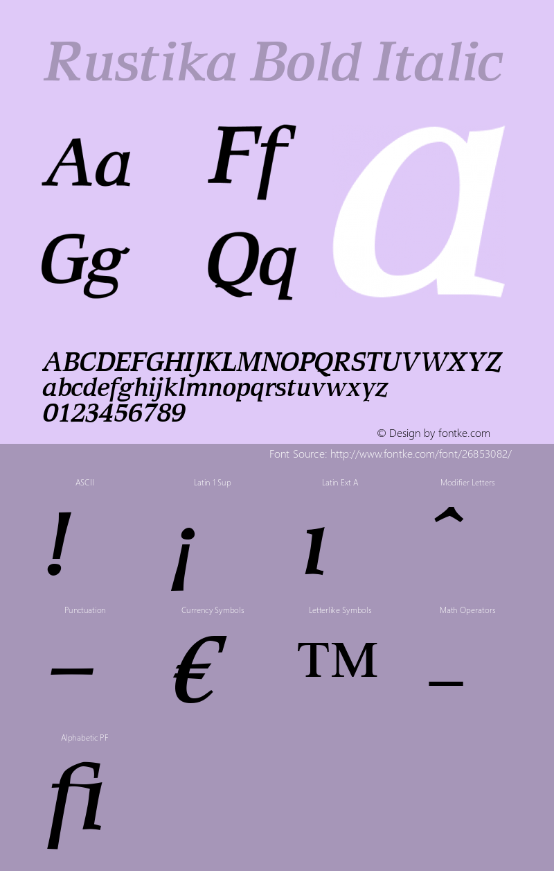 Rustika Bold Italic Version 1.00图片样张