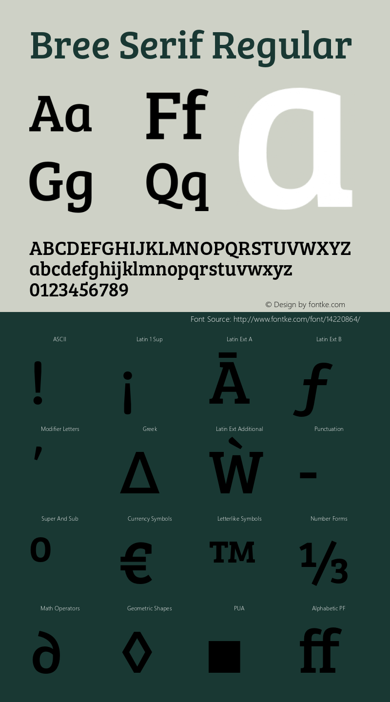 Bree Serif Regular Version 1.001图片样张