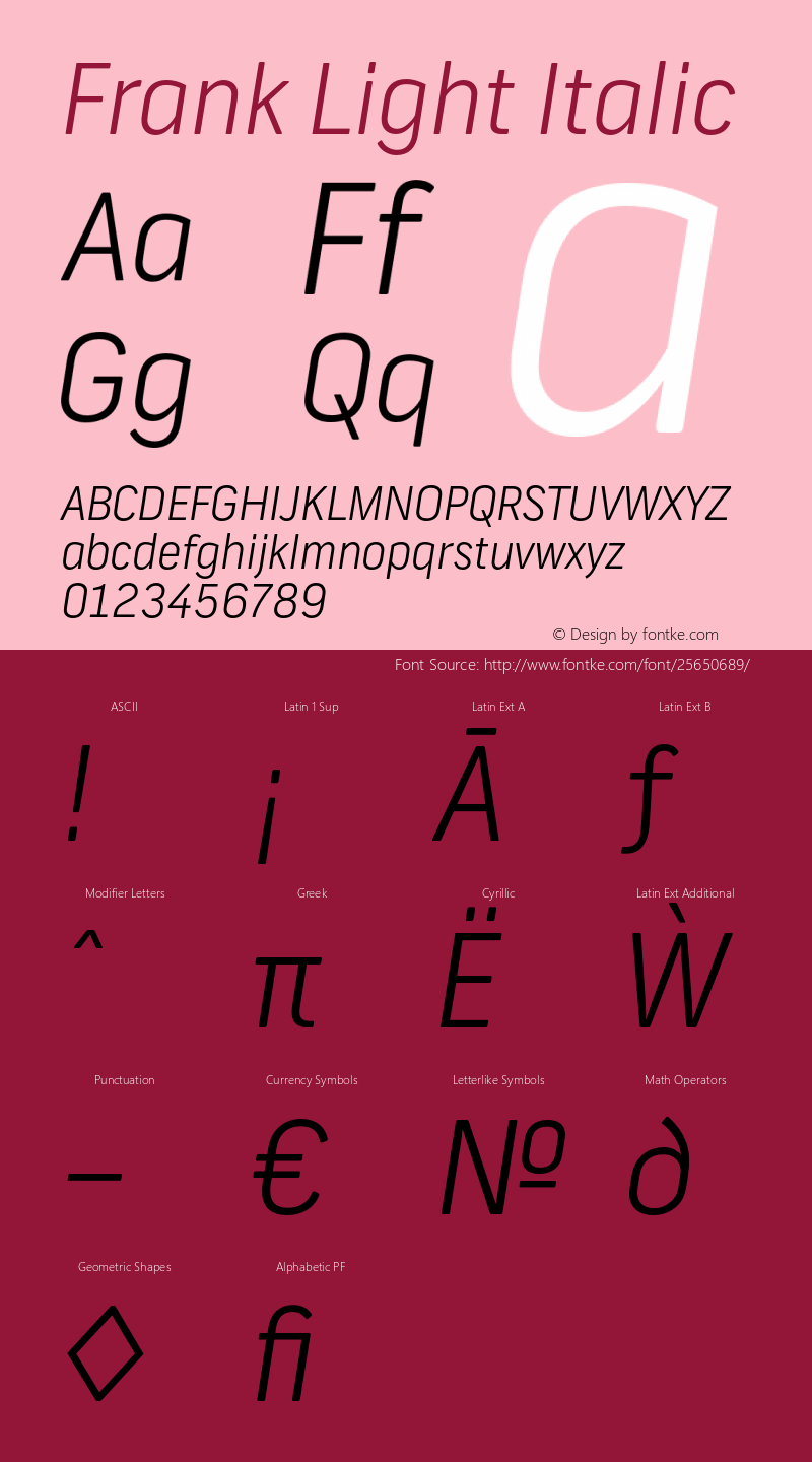 Frank-LightItalic Version 001.000;com.myfonts.newlyn.frank.light-italic.wfkit2.3BpF图片样张