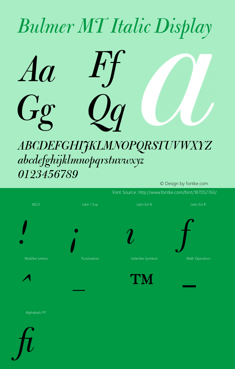 Bulmer MT Italic Display 001.005图片样张