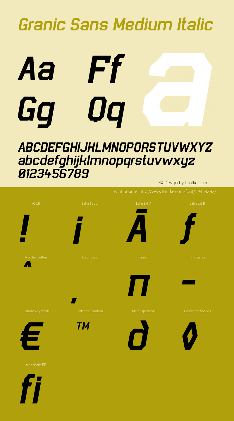 Granic Sans Medium Italic Version 1.00;March 17, 2020;FontCreator 12.0.0.2522 32-bit图片样张