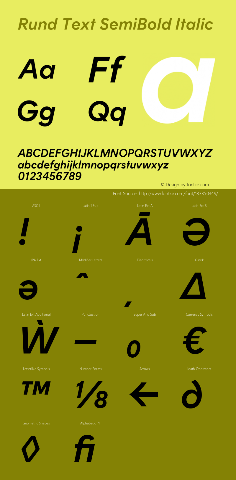 Rund Text SemiBold Italic Version 1.000图片样张