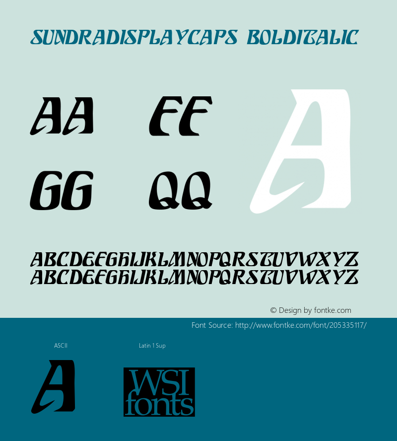 SundraDisplayCaps BoldItalic Macromedia Fontographer 4.1 7/20/96图片样张