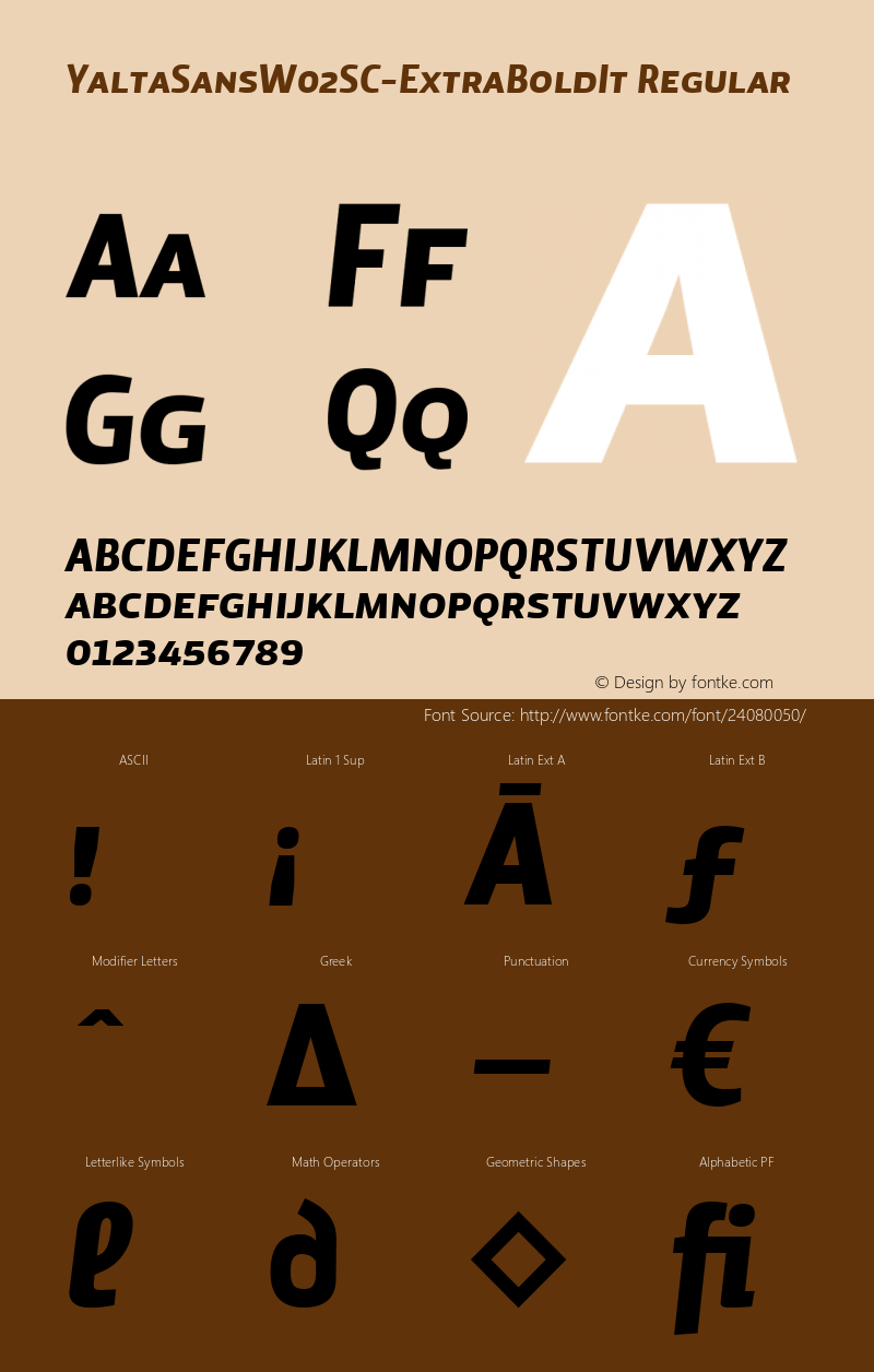 Yalta Sans W02SC Extra Bold It Version 1.00图片样张