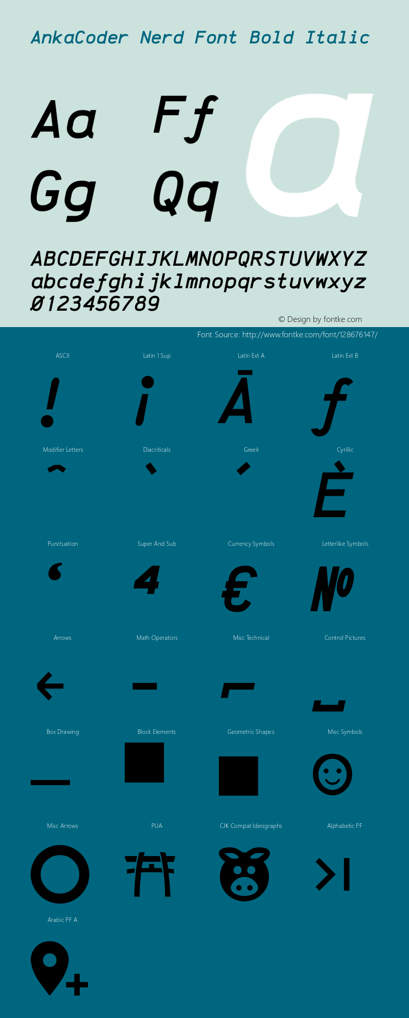 AnkaCoder Bold Italic Nerd Font Complete Version 001.100;Nerd Fonts 2图片样张