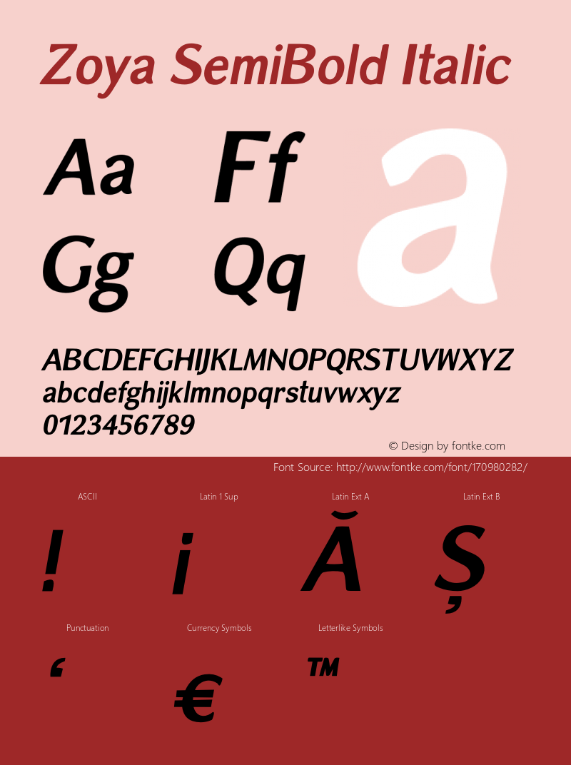 Zoya SemiBold Italic Version 1.008;Fontself Maker 3.5.4图片样张