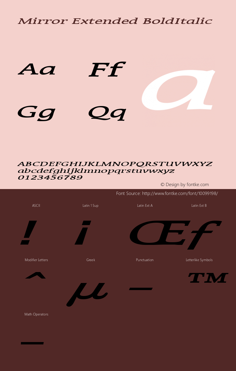 Mirror Extended BoldItalic Altsys Fontographer 4.1 1/8/95图片样张
