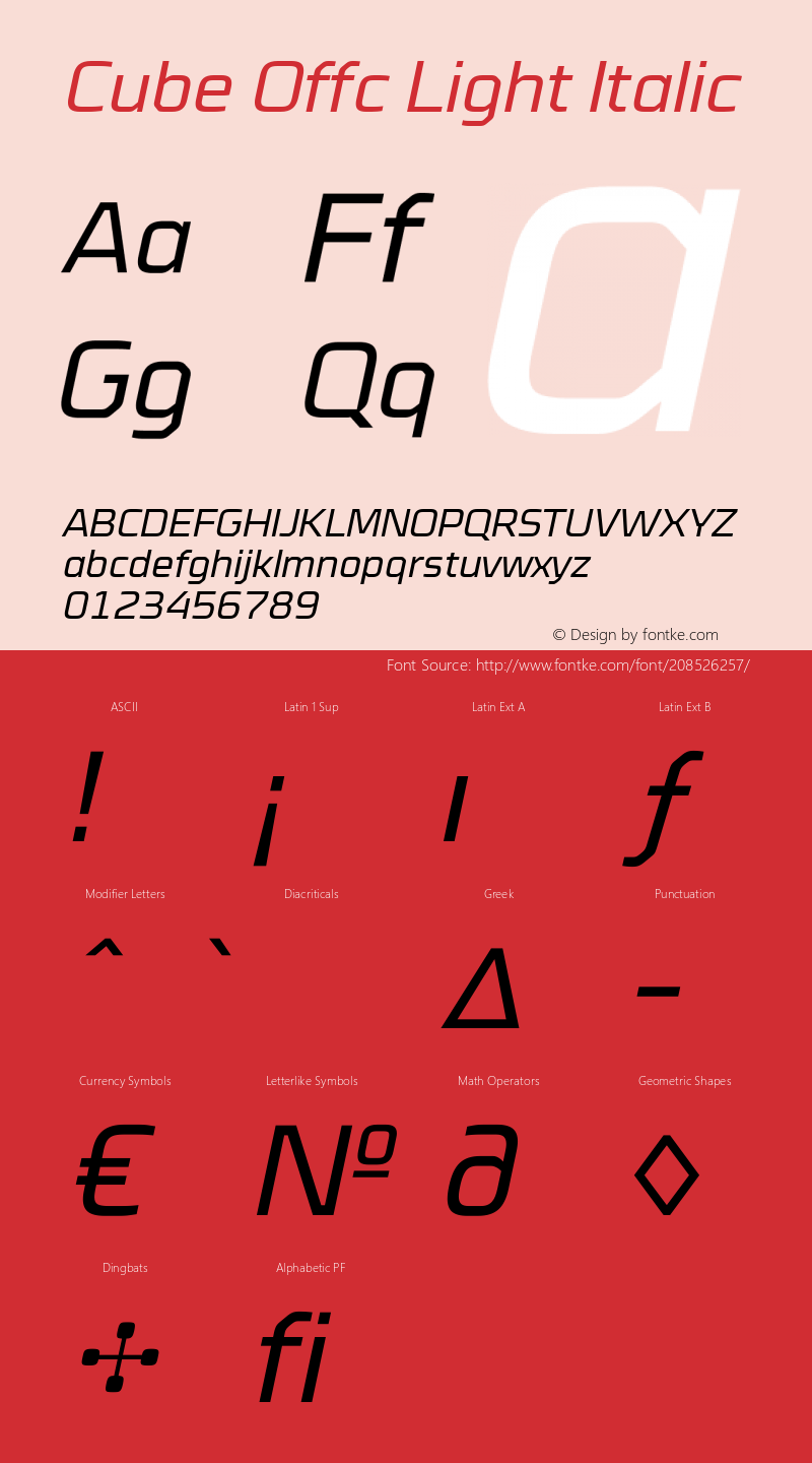 Cube Offc Light Italic Version 7.504; 2012; Build 1021图片样张