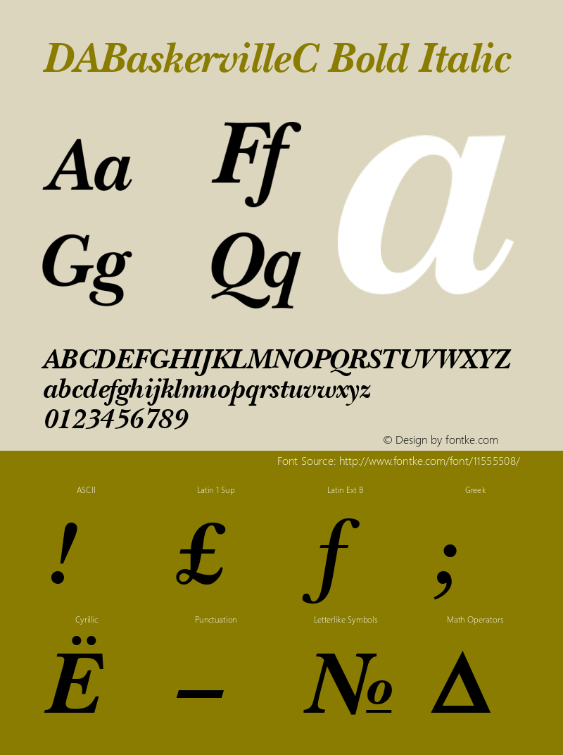 DABaskervilleC Bold Italic Version 001.000图片样张