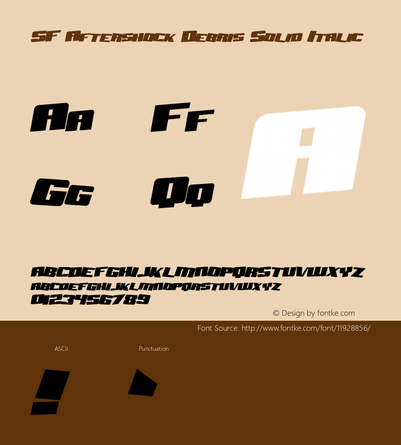 SF Aftershock Debris Solid Italic ver 1.0; 1999. Freeware for non-commercial use.图片样张