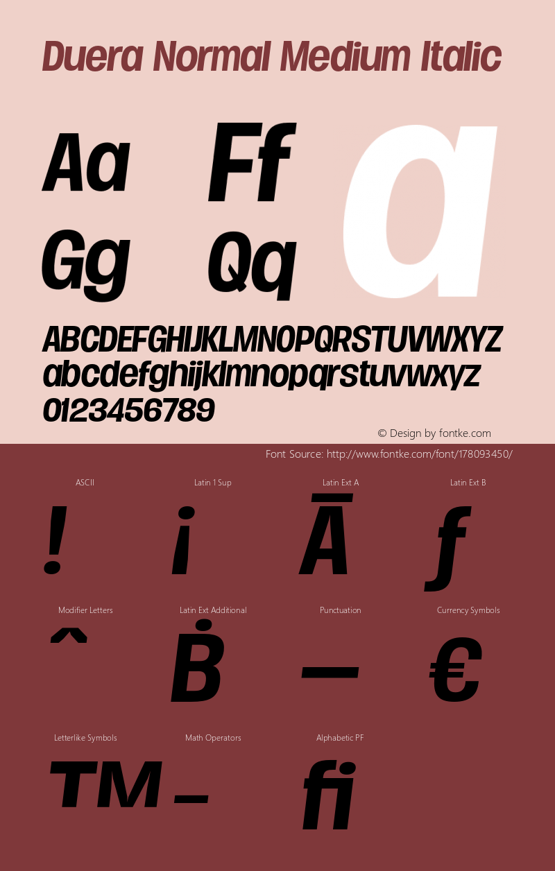 Duera Normal Medium Italic Version 1.000图片样张